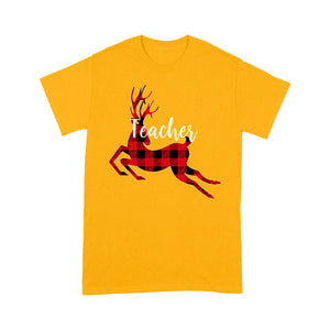 Christmas Reindeer Buffalo Plaid Teacher Funny Gift Tee Shirt Gift For Christmas