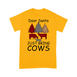 Dear Santa Just Bring Cows Funny Christmas Buffalo Plaid Tee Shirt Gift For Christmas