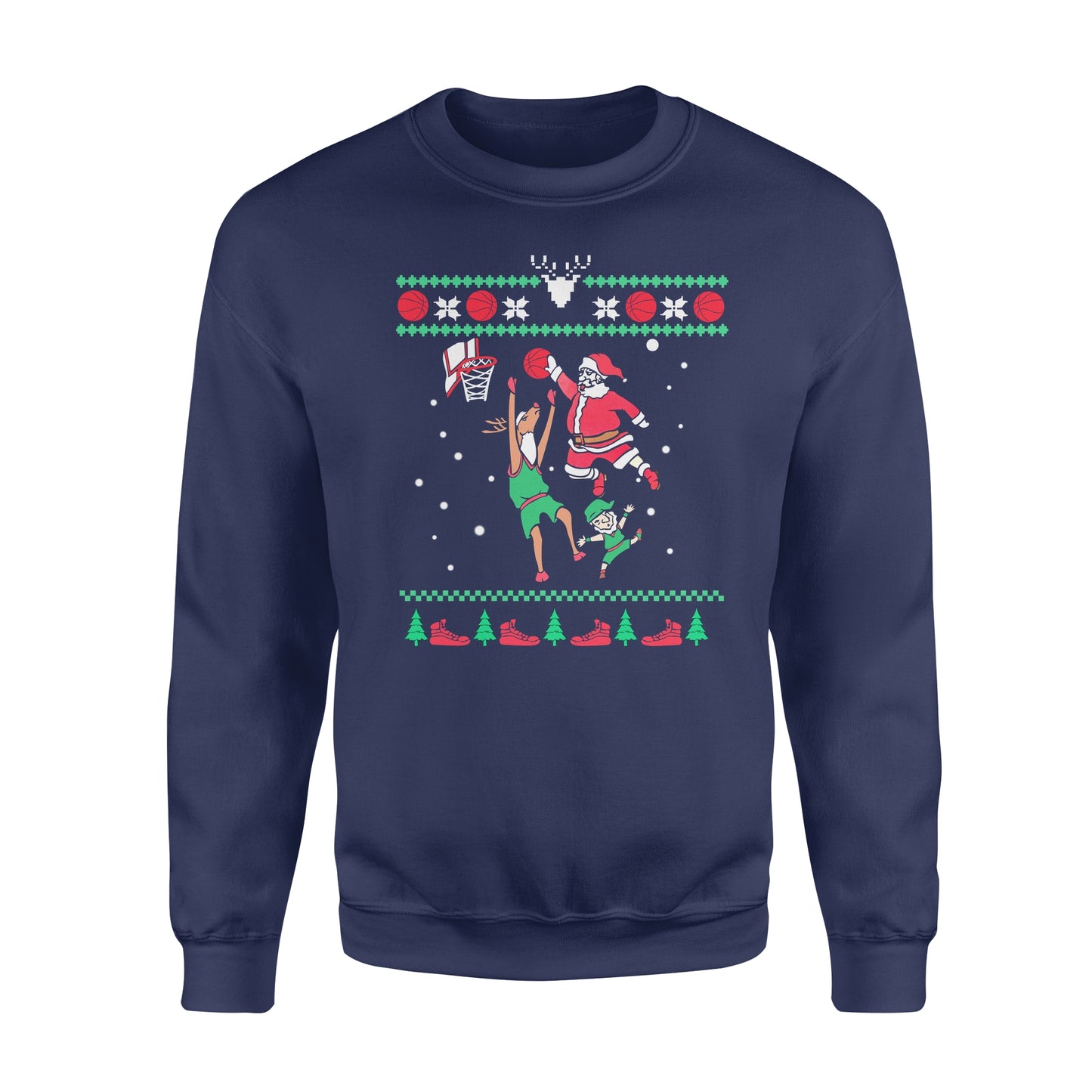 Slam dunk Santa playing - funny sweatshirt gifts christmas ugly sweater for men and women