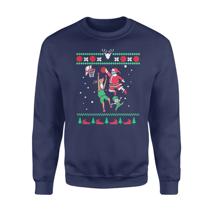 Slam dunk Santa playing - funny sweatshirt gifts christmas ugly sweater for men and women