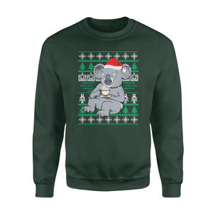 Coffee drinking koala christmas funny sweatshirt gifts christmas ugly sweater