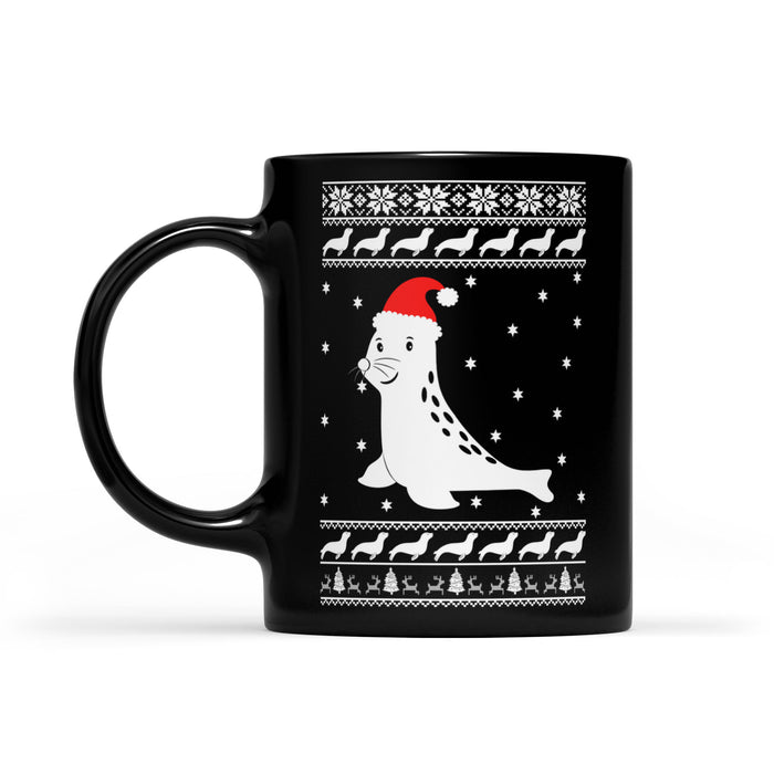 Funny Christmas SEAL Xmas Ugly Gift   Black Mug Gift For Christmas