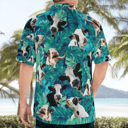 Dairy Cow Pattern Hawaiian Beach Shirt, Hawaiian Shirt Gift, Christmas Gift