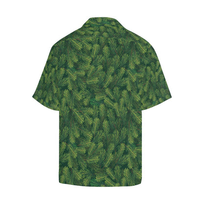 Christmas Tree Green Pine Leaves Overlap Pattern Hawaiian Shirt, Hawaiian Shirt Gift, Christmas Gift