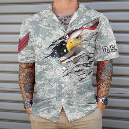 Veteran Proud US Airforce Camouflage Seamless Background Design Hawaiian Shirt, Hawaiian Shirt Gift, Christmas Gift