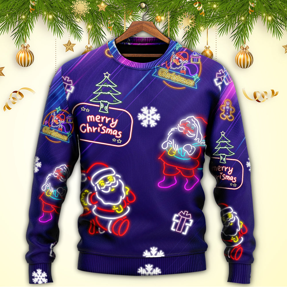 Christmas Santa Neon Light Xmas Party Ugly Christmas Sweater, Christmas Gift, Gift Christmas 2024