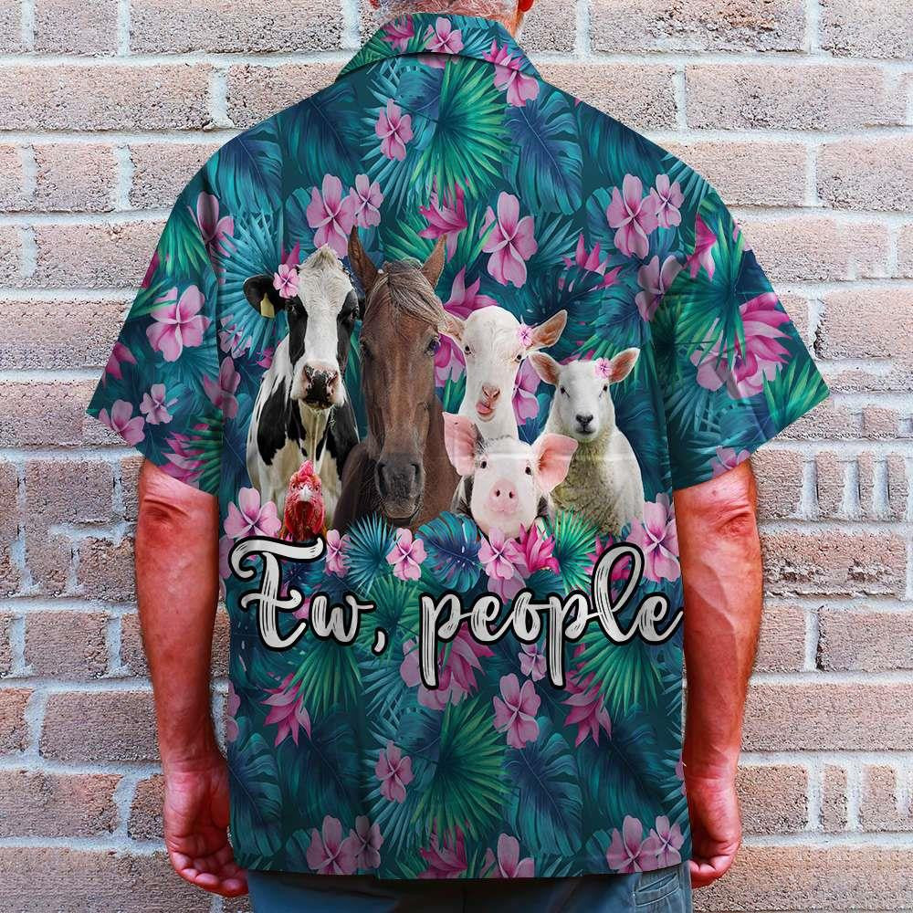 Farmer Ew People Cute Animals Tropical Plants Background Hawaiian Shirt, Hawaiian Shirt Gift, Christmas Gift