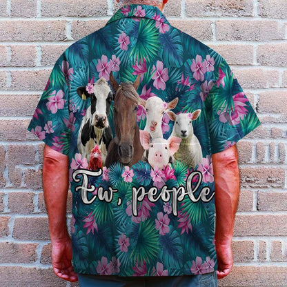 Farmer Ew People Cute Animals Tropical Plants Background Hawaiian Shirt, Hawaiian Shirt Gift, Christmas Gift
