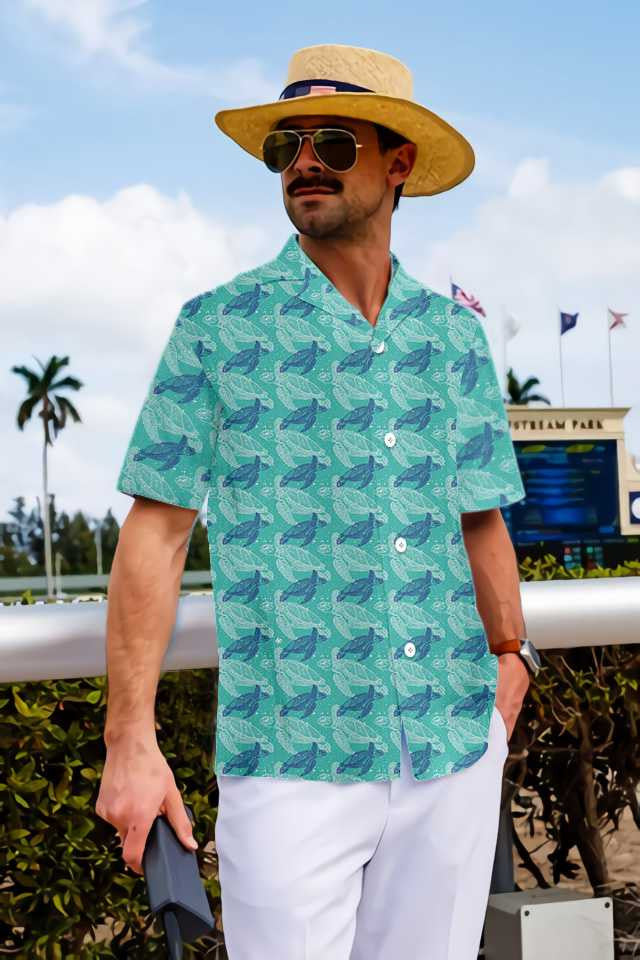 Marine Life Sea Turtle Pattern Hawaiian Shirt,Hawaiian Shirt Gift, Christmas Gift