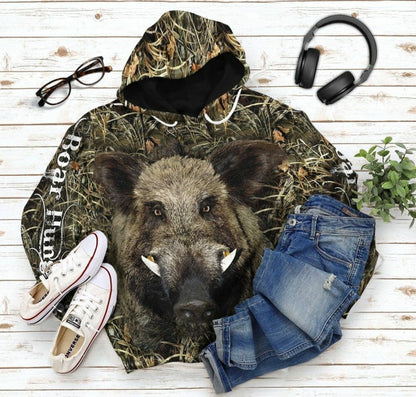 3D Wildschwein Jagd Custom T-Shirt Hoodie Bekleidung