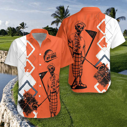 Skeletons Sketch Your Hole Is My Goal Design Hawaiian Shirt, Hawaiian Shirt Gift, Christmas Gift