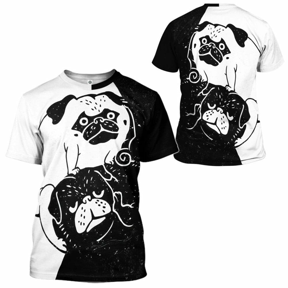 3D Pug Yin And Yang Custom Tshirt Hoodie Apparel