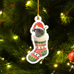 Merry Pugmas Black Pug Ornament Set, Merry Woofmas Ornament Set, Funny Xmas Ornament Family Gift Idea