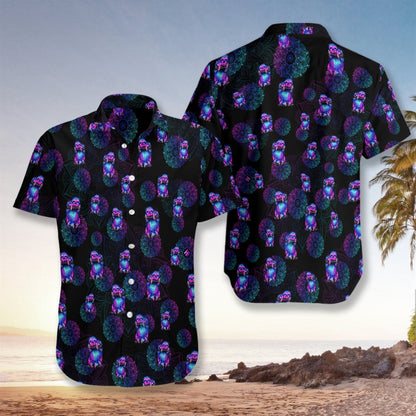 Sloth Mandala Watercolor On Black Background Pattern Hawaiian Shirt, Hawaiian Shirt Gift, Christmas Gift