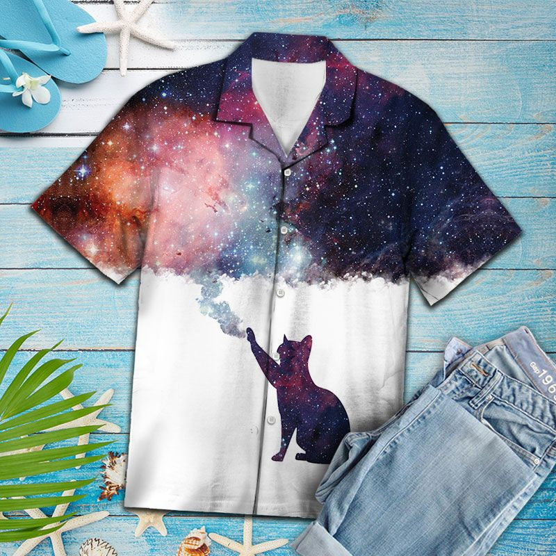 Awesome Cat Dream About Galaxy Space Themed Pattern Hawaiian Shirt, Hawaiian Shirt Gift, Christmas Gift