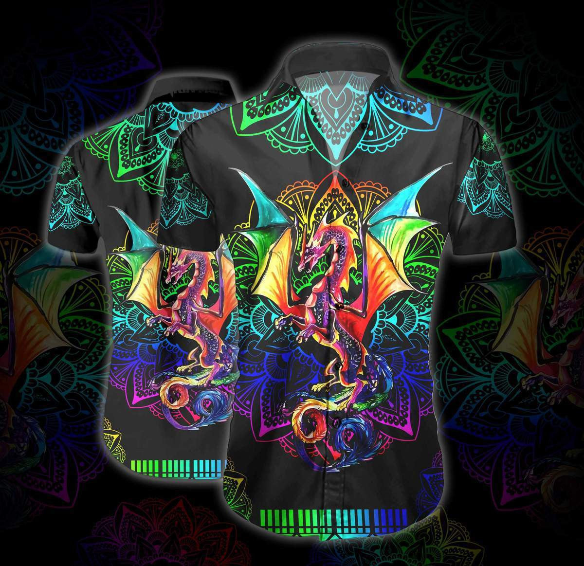 Dragon Mandala Seamless Background Design Hawaiian Shirt,Hawaiian Shirt Gift, Christmas Gift