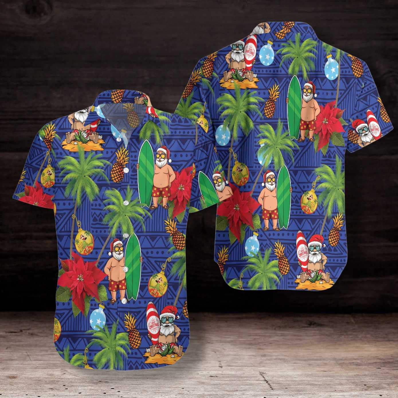 Santa Claus With Pineapple Design Hawaiian Shirt, Hawaiian Shirt Gift, Christmas Gift