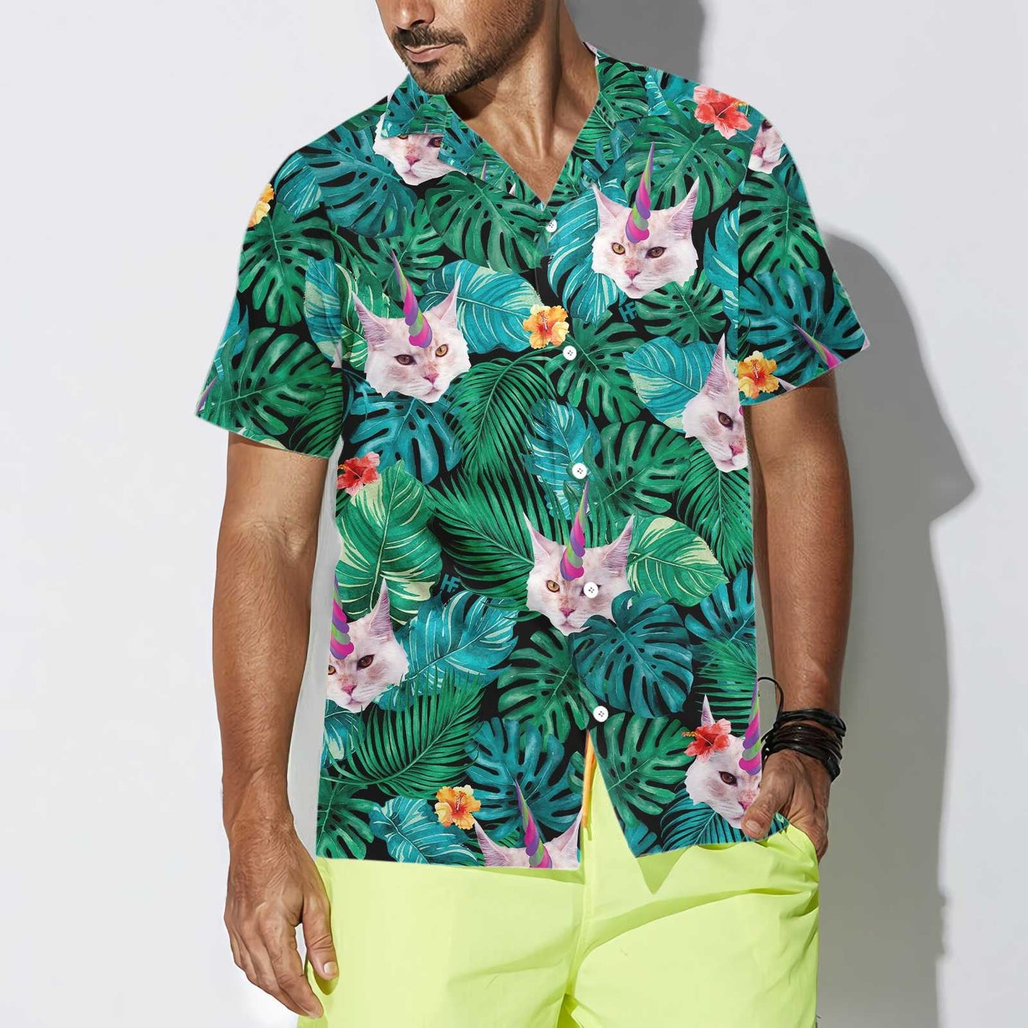 Deep Jungle Unicorn Cat Hawaiian Shirt,Hawaiian Shirt Gift, Christmas Gift