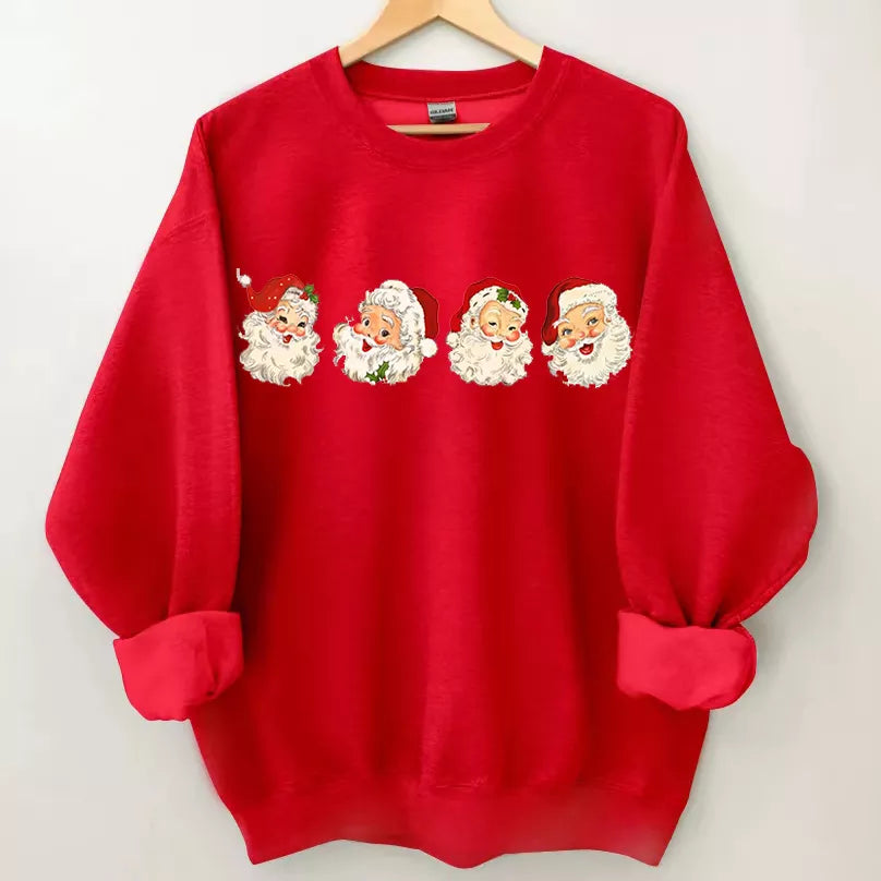 Vintage Christmas Santa Claus Sweatshirt, Christmas Sweatshirt Cute, Christmas Winter Sweatshirt