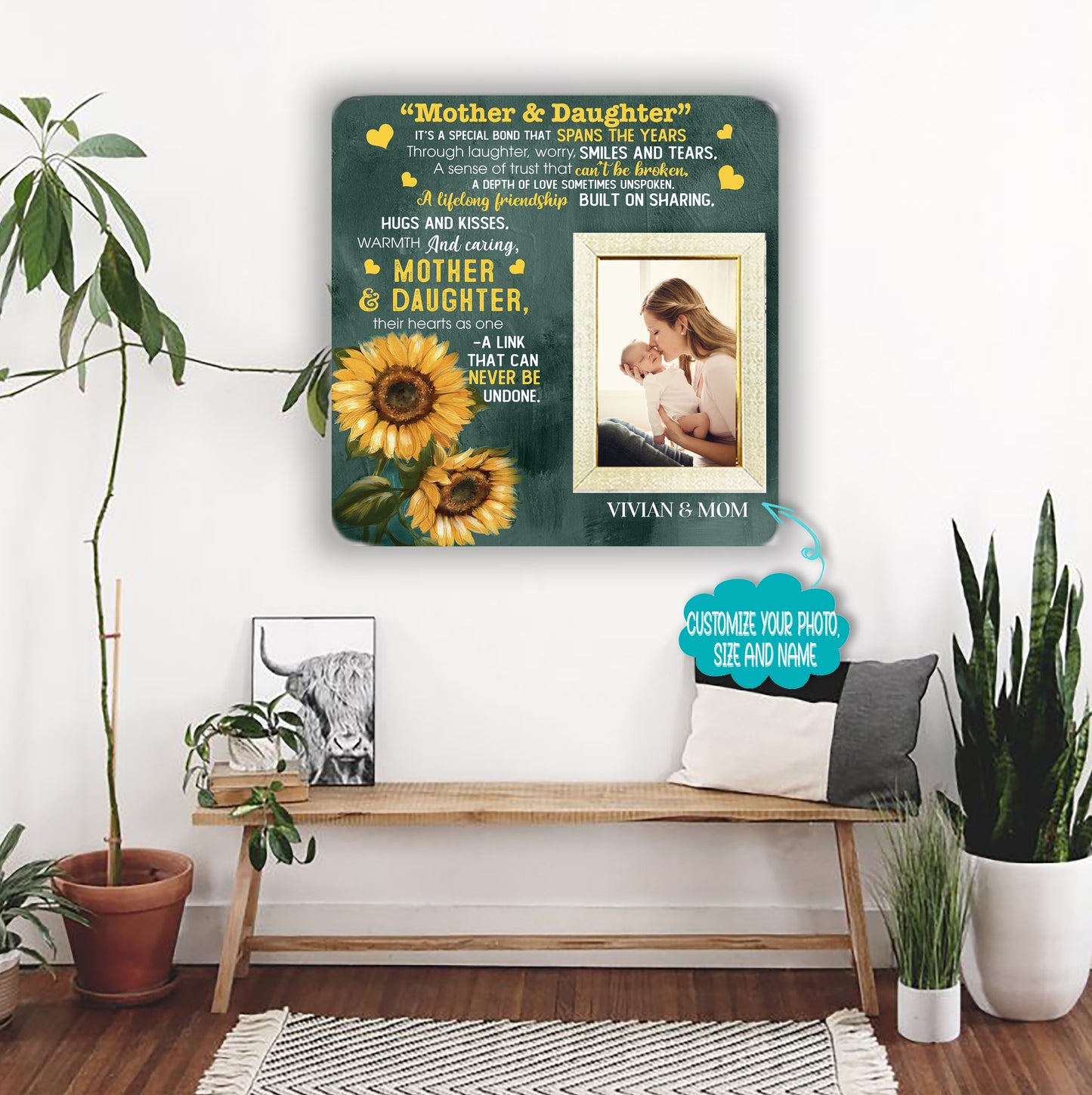 Picture Frame Mother and daughter Gift for Birthday, Valentines Day, Wedding, Graduation, Christmas, College, Mothers Day,