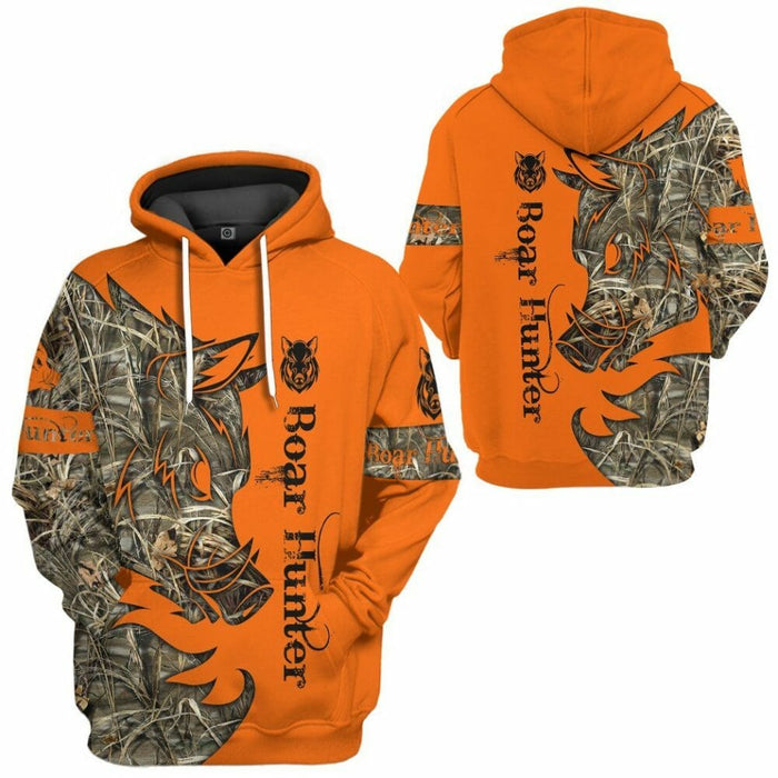 3D Orange Boar Hunter Custom Tshirt Hoodie Apparel