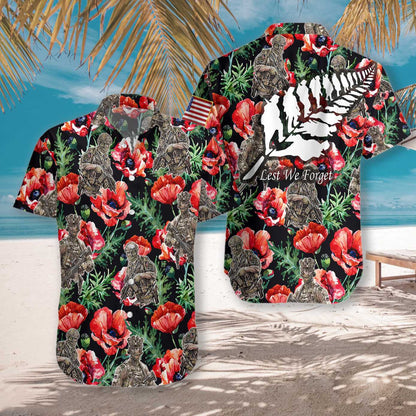 Veteran Less We Forget Vivid Flower Garden Hawaiian Shirt, Hawaiian Shirt Gift, Christmas Gift