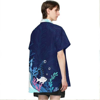 Fish On Hook Tropical Background Design Hawaiian Shirt,Hawaiian Shirt Gift, Christmas Gift