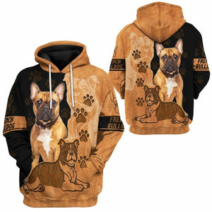 3D Love French Bulldog Custom Tshirt Hoodie Apparel