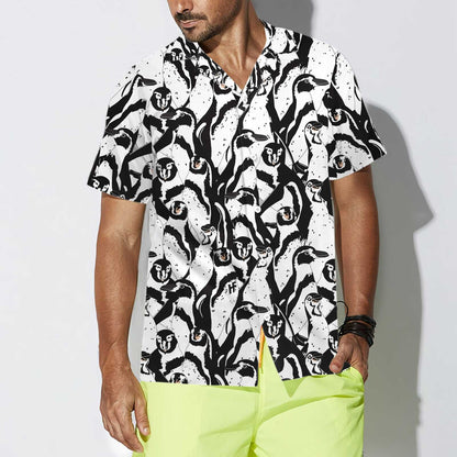 Black And White Penguin Design Hawaiian Shirt, Hawaiian Shirt Gift, Christmas Gift