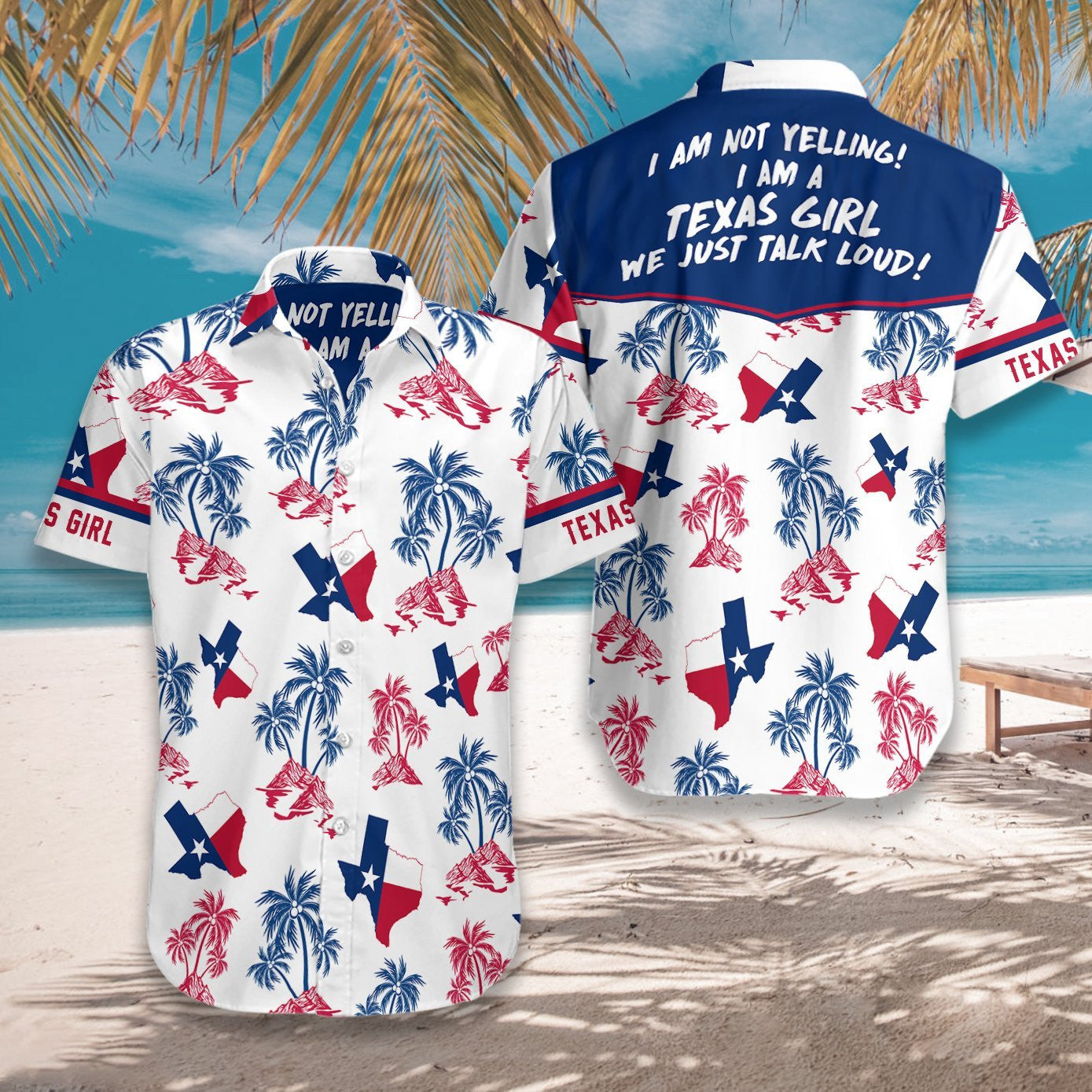 Awesome Texas Flag And Palm Tree Pattern Design Hawaiian Shirt, Hawaiian Shirt Gift, Christmas Gift
