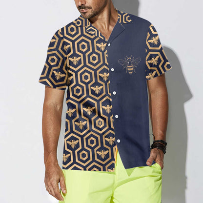 Classic Bee Hive Hexagon Design Hawaiian Shirt, Hawaiian For Gift