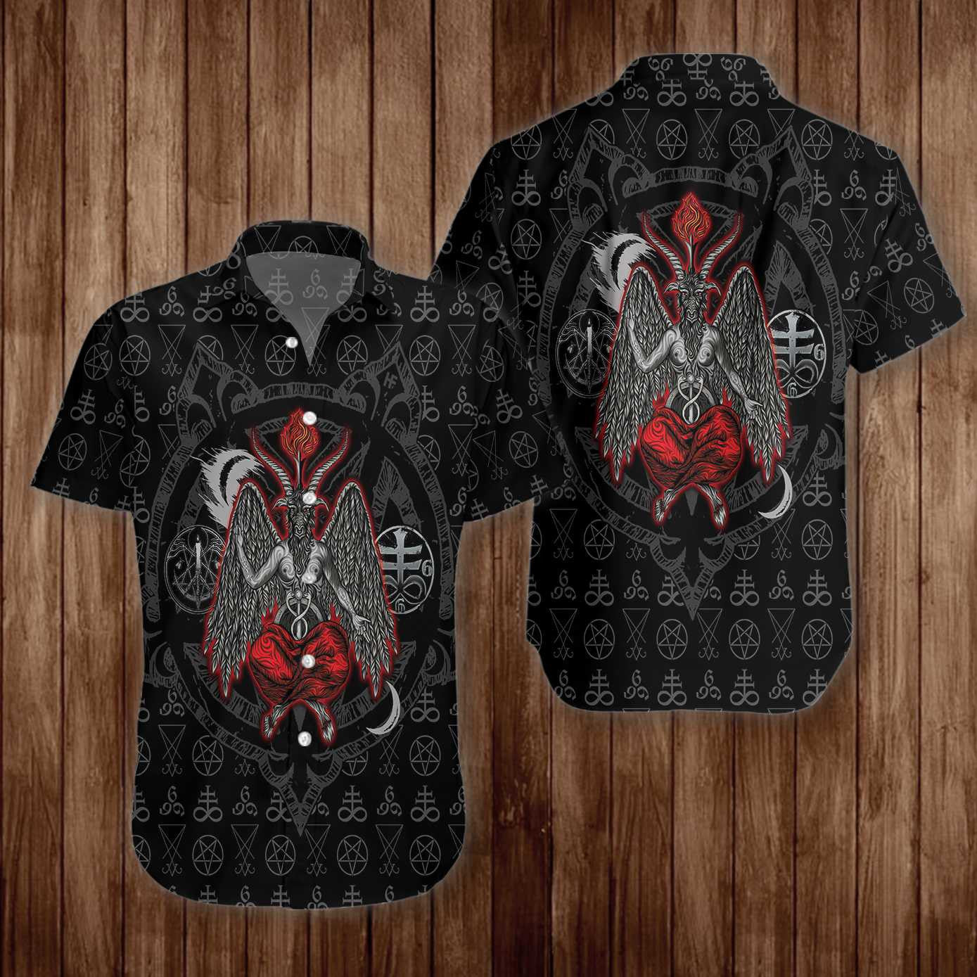 Baphomet Demon Satanism Pentagram Unique Anicent Sign Hawaiian Shirt, Hawaiian Shirt Gift, Christmas Gift