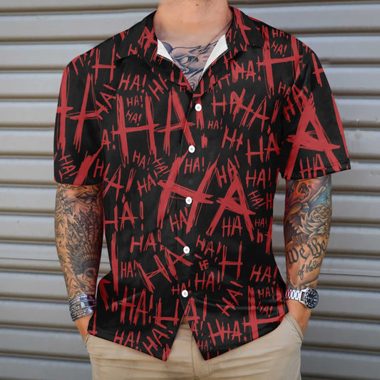 Maroon Text Scary Laugh For Halloween Design Hawaiian Shirt, Hawaiian Shirt Gift, Christmas Gift