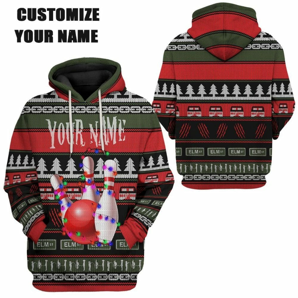 3D Custom Bowling Hässliche Weihnachten T-Shirt Hoodie Bekleidung