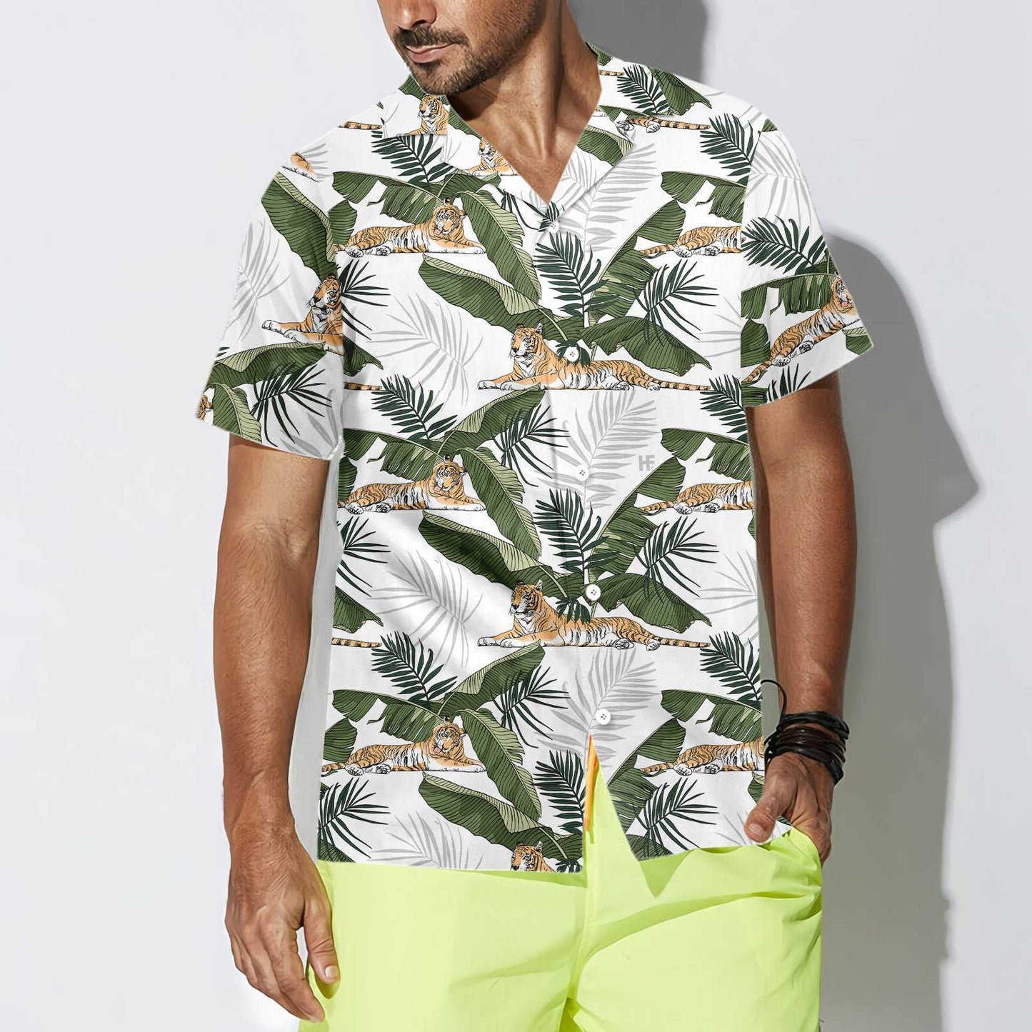 Tropical Tiger King Of Jungle With Banana Leaf Hawaiian Shirt, Hawaiian Shirt Gift, Christmas Gift