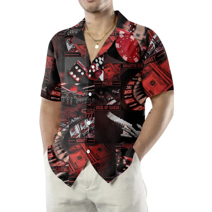 Gambling Maroon And Black Design Hawaiian Shirt, Hawaiian Shirt Gift, Christmas Gift