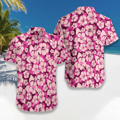 Flower On Pink Background Design Hawaiian Shirt, Hawaiian Shirt Gift, Christmas Gift