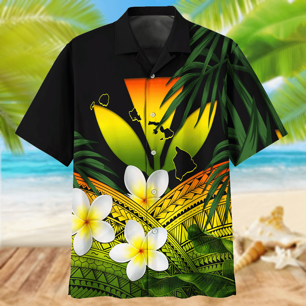 Classic White Floral And Leaves Design Hawaiian Shirt, Hawaiian For Gift