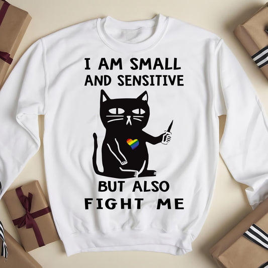 Ich bin klein und sensibel, aber kämpfe auch gegen mich - Lustiges Sweatshirt, Geschenke, Weihnachten, hässlicher Pullover für Männer und Frauen 