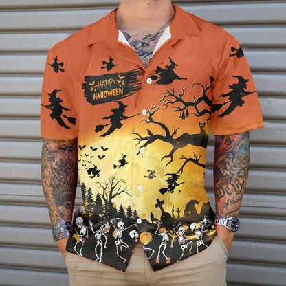 Dancing Skeletons On Halloween Dramatic Hawaiian Shirt,Hawaiian Shirt Gift, Christmas Gift