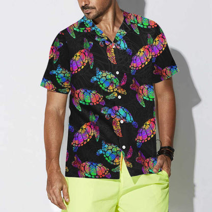 Boho Style Sea Turtle Pattern Hawaiian Shirt, Hawaiian For Gift