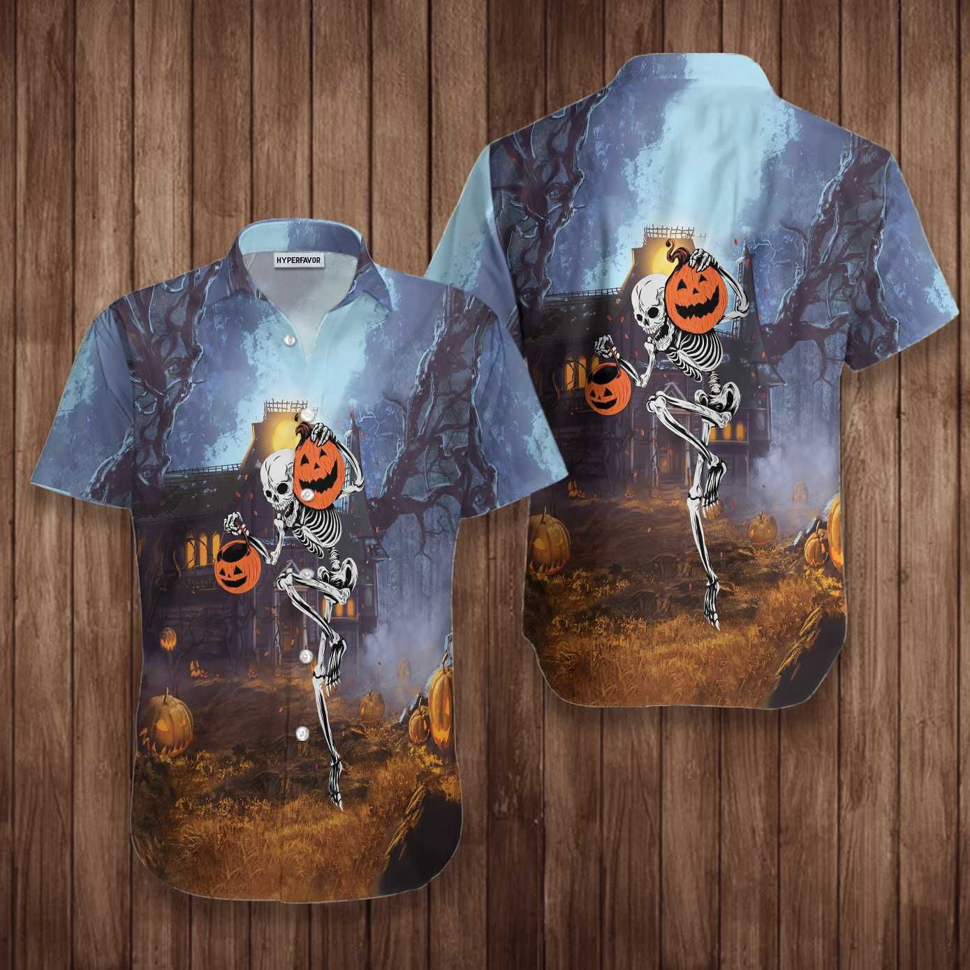 Skeleton Knows How To Dance Halloween Dramatic Hawaiian Shirt, Hawaiian Shirt Gift, Christmas Gift