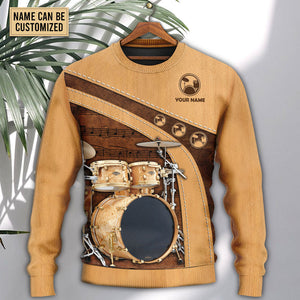 Drum An Old Drummer And A Lovely Lady Stick Personalized Ugly Christmas Sweater, Christmas Gift, Gift Christmas 2024