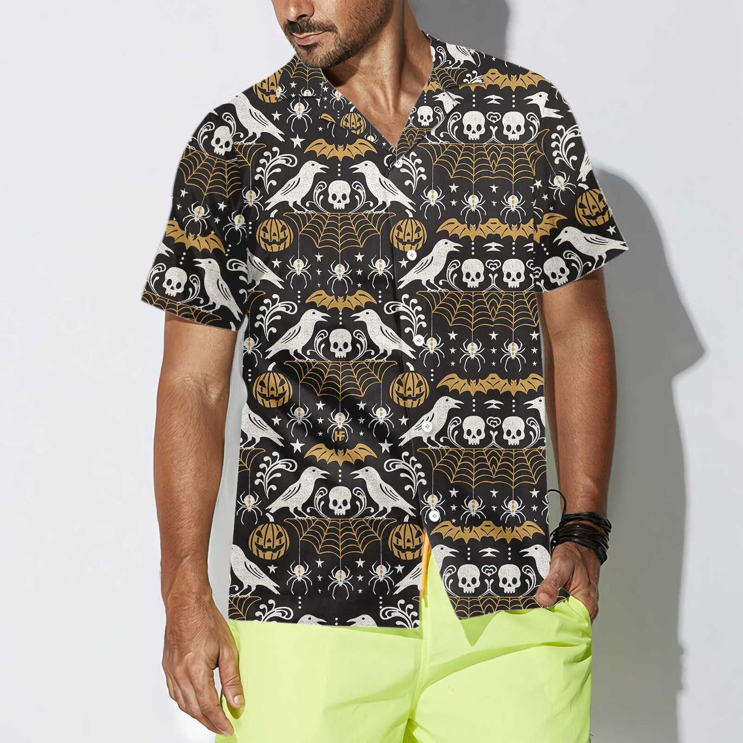Halloween Black Pumpkin And Spider Web Dramatic Hawaiian Shirt, Hawaiian Shirt Gift, Christmas Gift