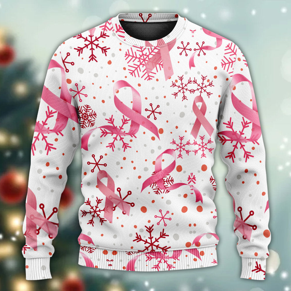 Breast Cancer Pink Ribbon Merry Christmas Ugly Christmas Sweater, Christmas Ugly Sweater, Christmas Gift, Gift Christmas 2024