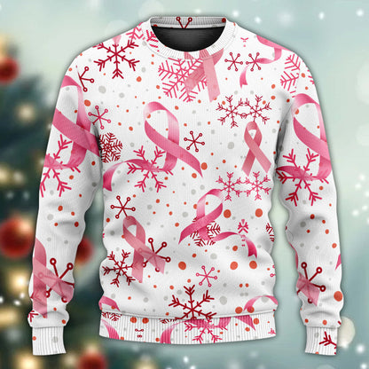 Breast Cancer Pink Ribbon Merry Christmas Ugly Christmas Sweater, Christmas Ugly Sweater, Christmas Gift, Gift Christmas 2024