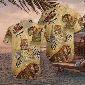 Wild Animal Tiger Claw Mountain Hawaiian Shirt, Hwaiian For Gift