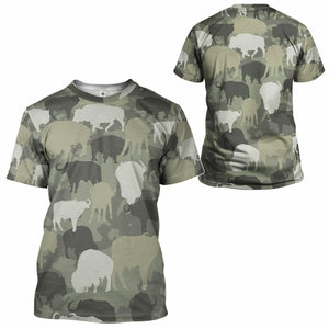 3D Bison Camo Custom Tshirt Hoodie Apparel