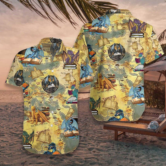 Books Dragon 3D All Over Printed Hawaiian Shirt, Hawaiian For Gift