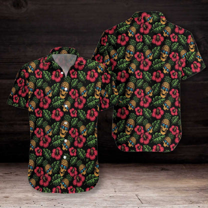 Skulls And Pineapples Blue Eyes Pattern Nice Design Hawaiian Shirt, Hawaiian Shirt Gift, Christmas Gift